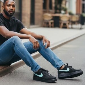 Tiffany & Co. Black Sneakers with Aqua Accents